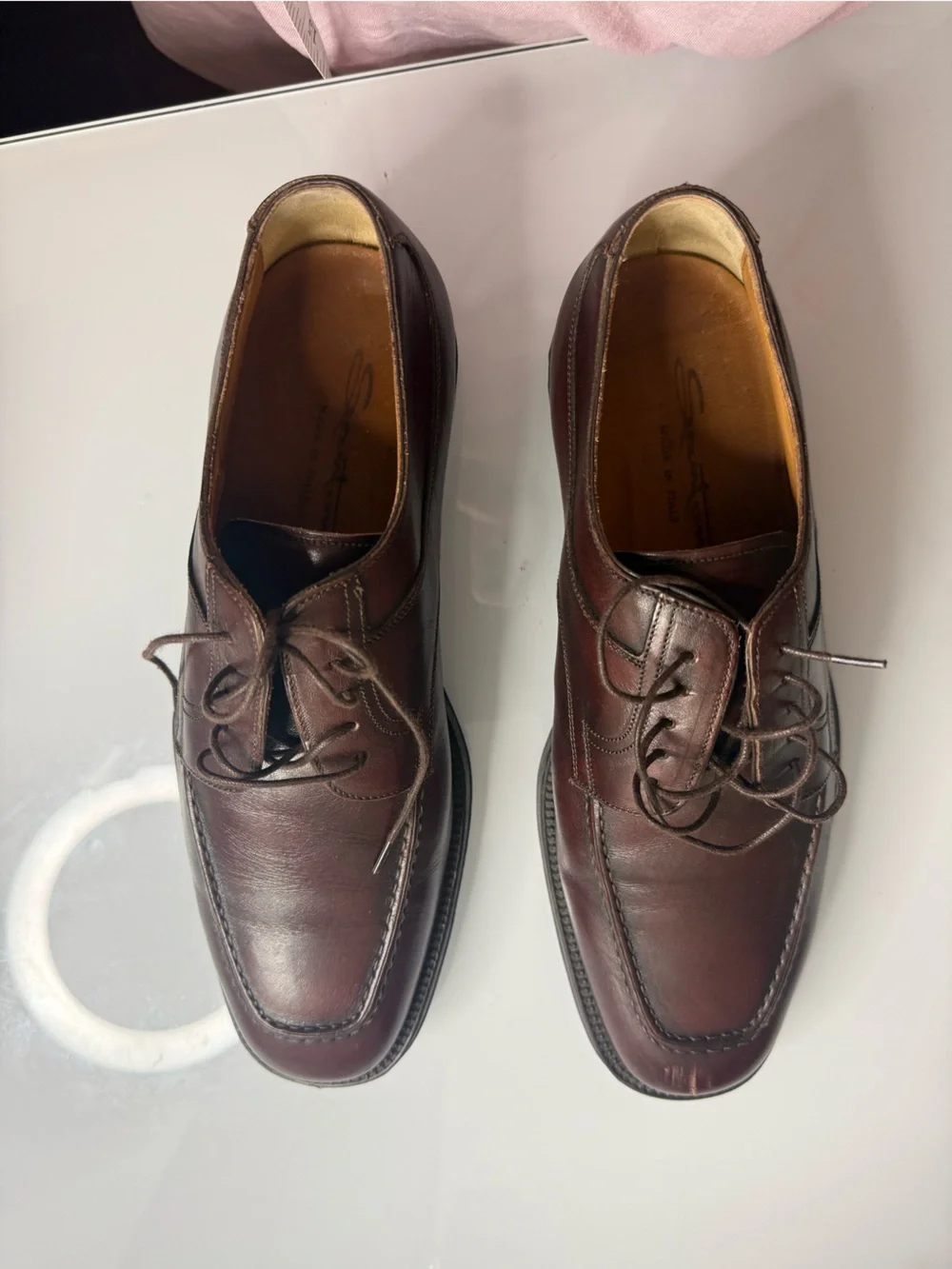 SANTONI Men’s Brown Leather Dress Shoes